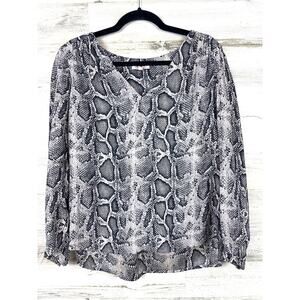 Rebecca Taylor Womens 12 Silk Python Snake Animal Print V-Neck Blouse